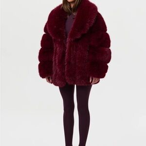 Naked Wardrobe Plush Teddy Jacket - Deep Red